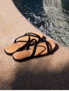 Reef- Water Willow Black Strappy Slide Sandals for Women